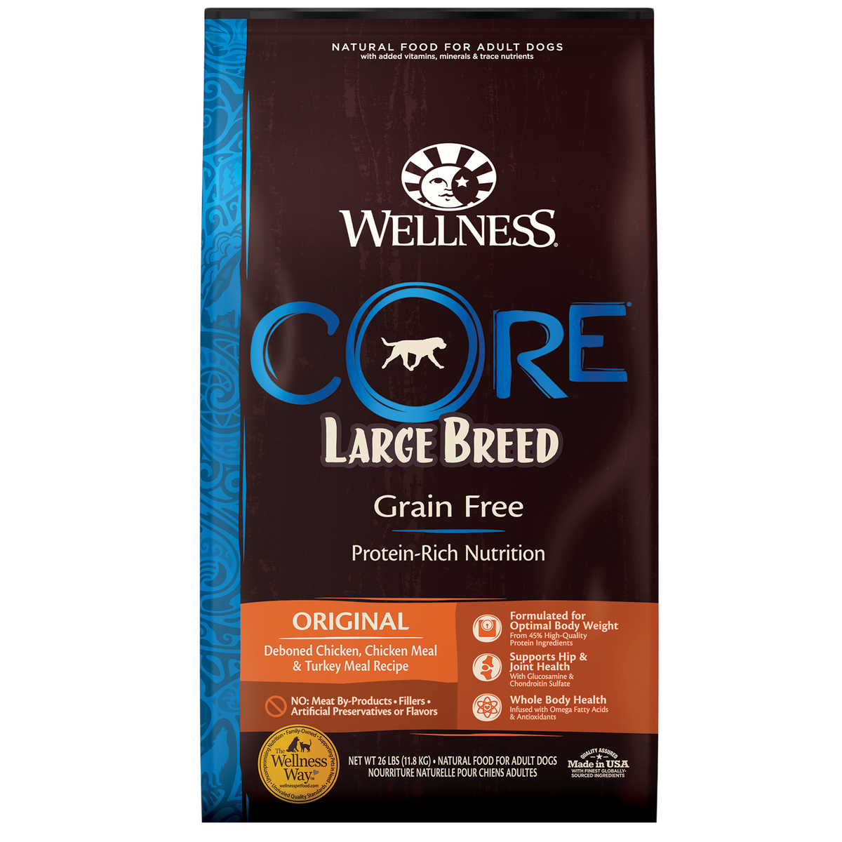 Wellness Core Dry Dog Food Grain Free Large Breed Original: Chicken & Turkey