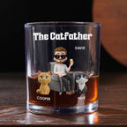 The Catfather Cartoon Version 2 - Personalized Whiskey Glass