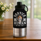 Service Human Cartoon - Personalized 30oz Water Bottle With Pet Bowl