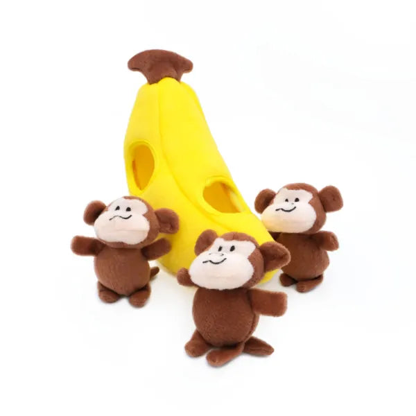 Zippy Paws Dog Toys Plush Burrow - Monkey 'n Banana
