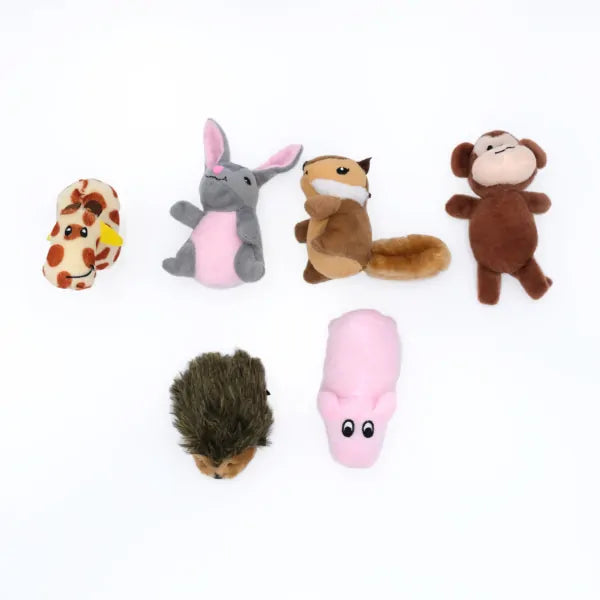 Zippy Paws Dog Toys Plush Miniz - Multipack 6 Animals