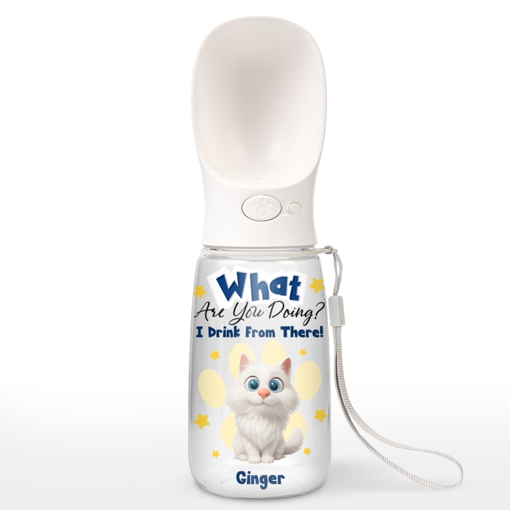 We Drink From There Ver Cat - Personalized Pet Water Bottle With Drinking Feeder
