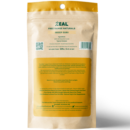 Zeal Free Range Naturals Sheep Ears Pet Treats 125g