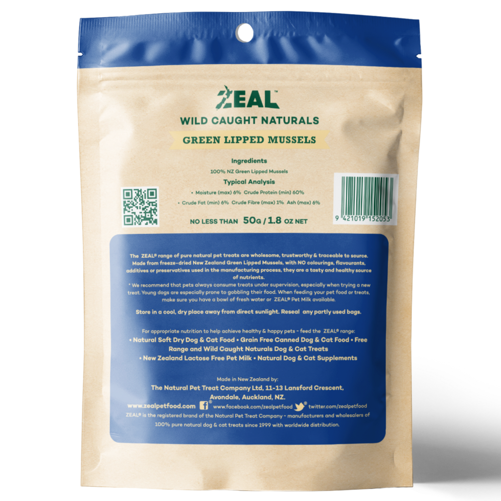 Zeal Freeze Dried Green Lipped Mussels Pet Treats 50g