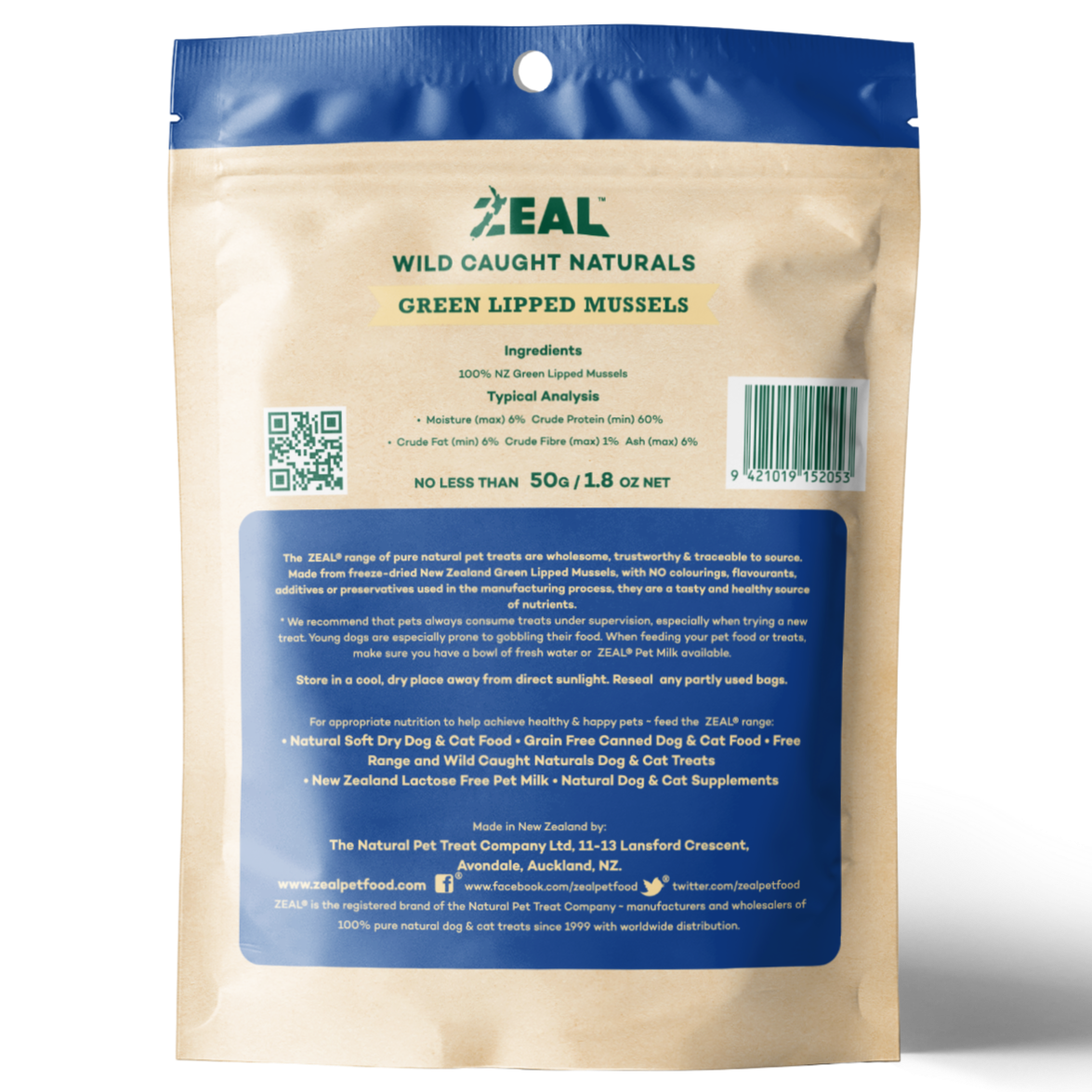Zeal Freeze Dried Green Lipped Mussels Pet Treats 50g