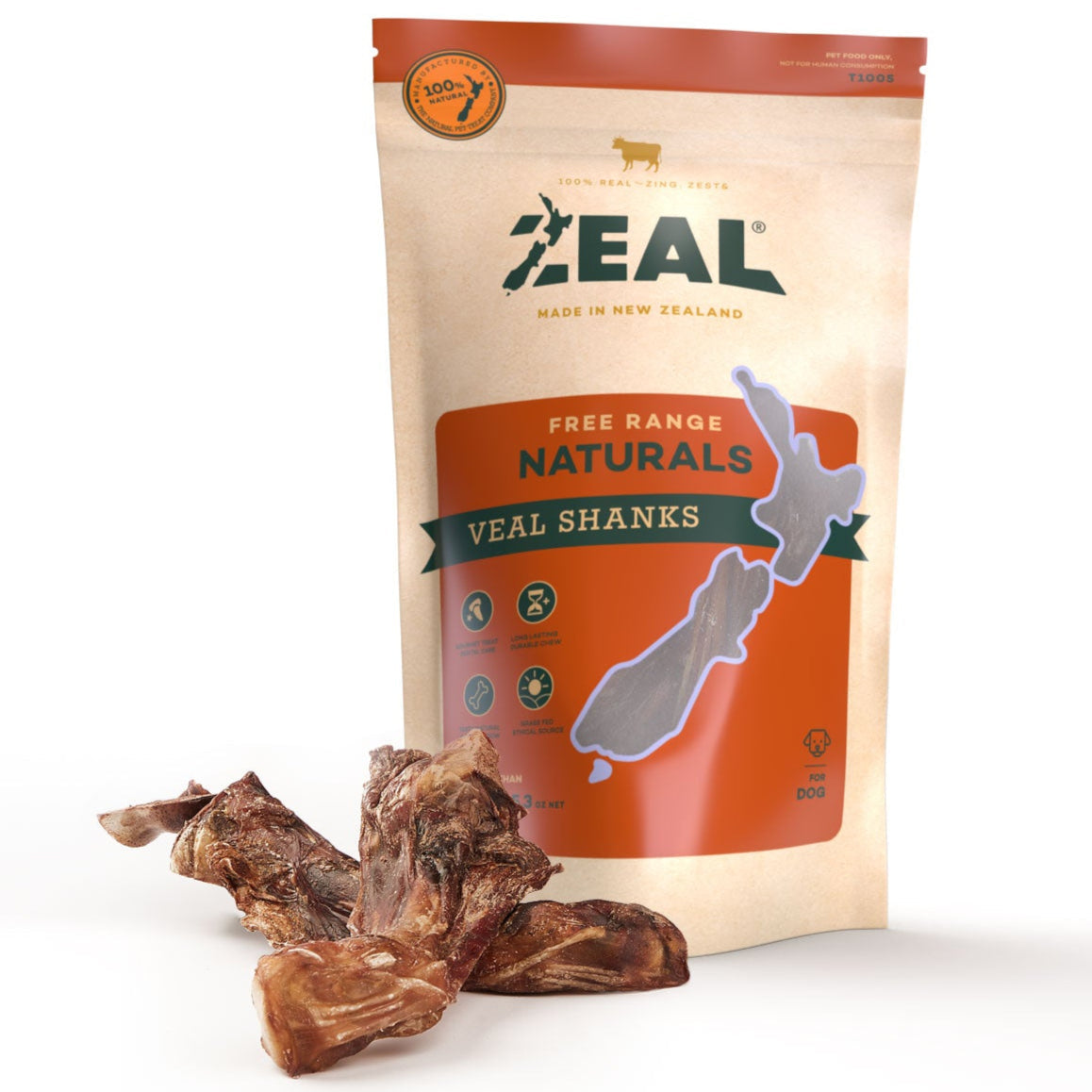 Zeal Free Range Naturals Veal Shanks Pet Treats 150g