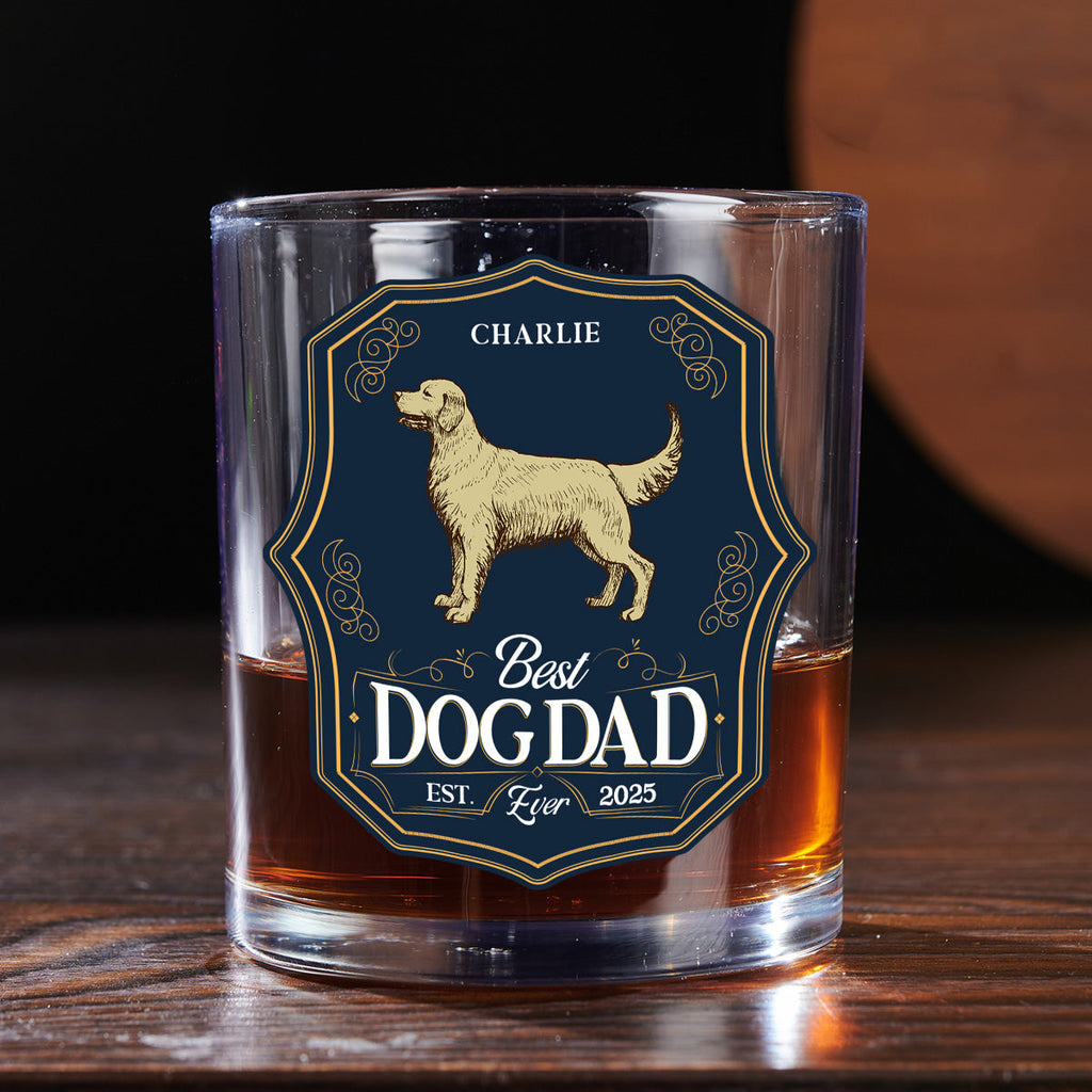 Dog Dad Est - Personalized Engraved Whiskey Glass