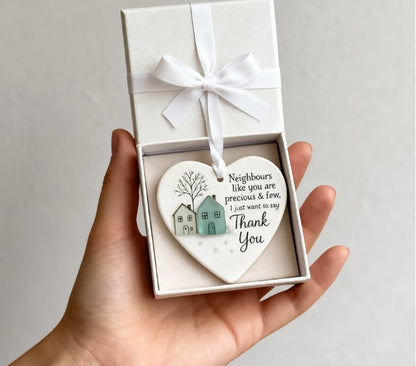 🏠💝"Thank You Neighbours" Heart - Shaped Ornament🌟✨ Shaped by Nature & Crafted by Hand!