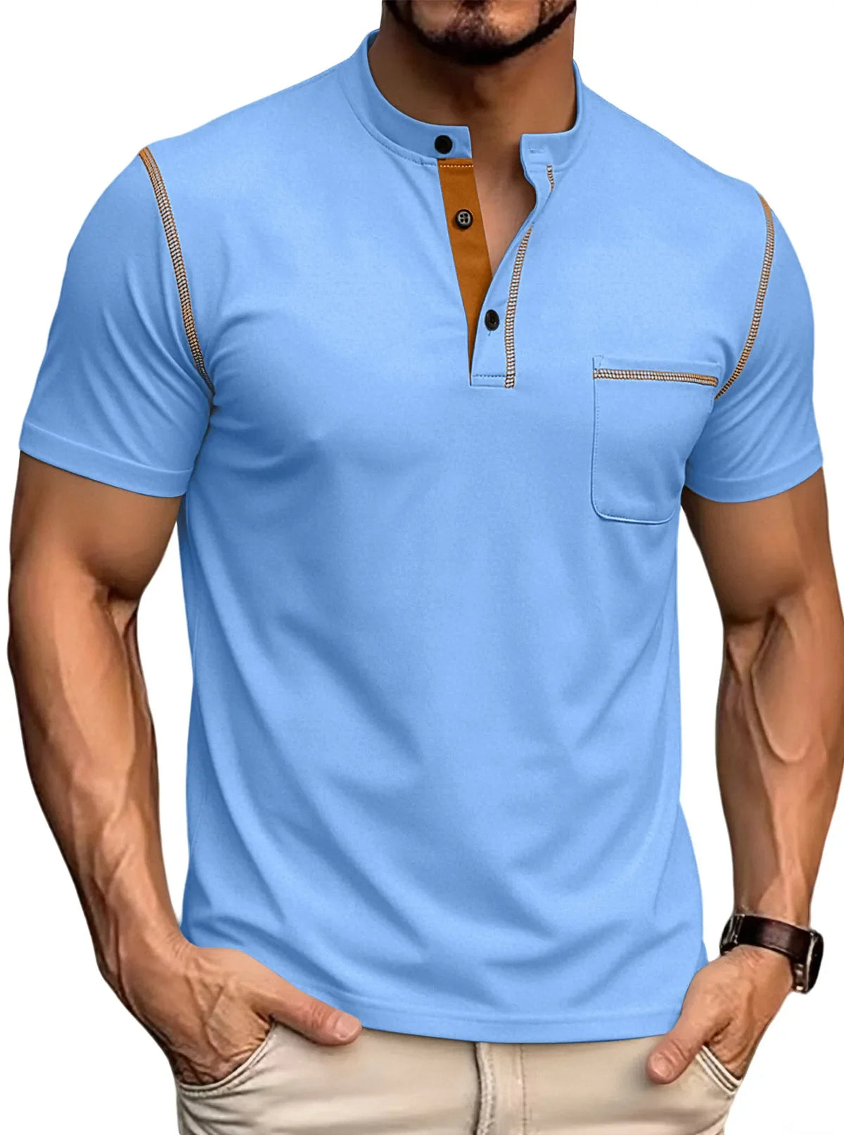 Seasonal Clearance Sale ⚡10 for Just 29.99 Men's Casual Short-Sleeve Henley Pocket T-Shirt
