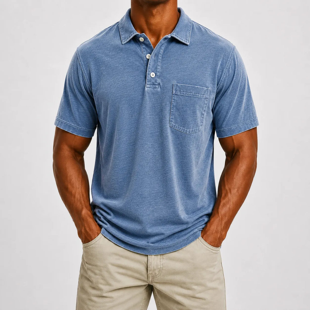 Limited Deal 8-Pack Men's Washed Cotton Blend Pocket Polo Shirts, Lightweight Breathable 3-Button Relaxed Fit