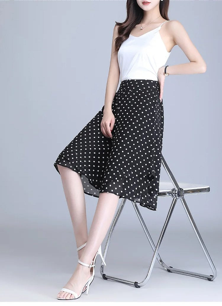 🔥Women's High Elastic Waist Pleated With Pockets Chiffon Wide Leg Culottes