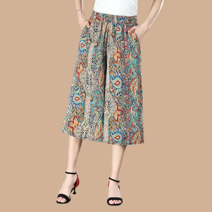 🔥Hot Sale-50% OFF🔥Women's High Elastic Waist Pleated Chiffon Wide Leg Culottes