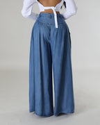 High Waist Zipper Wide Leg Denim Women Pants