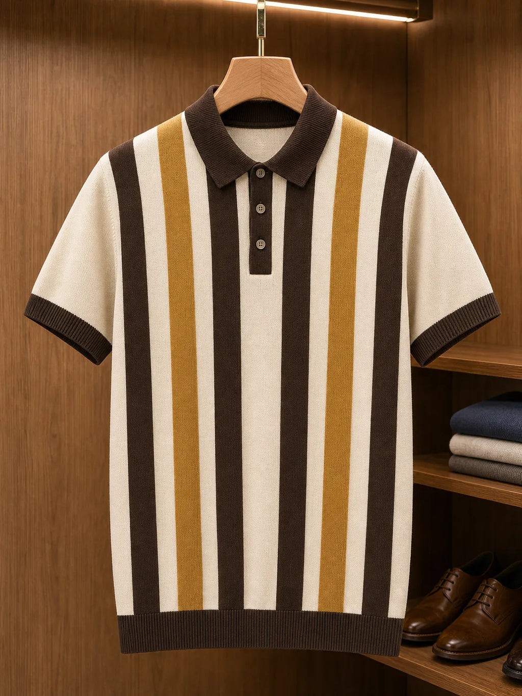 🔥CLEARANCE SALE🔥 Retro Stripe Knit Polo Shirt