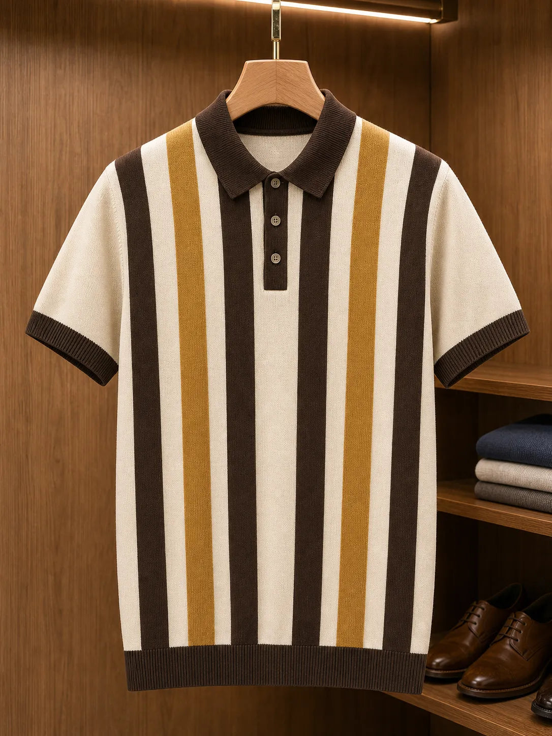 🔥CLEARANCE SALE🔥 Retro Stripe Knit Polo Shirt