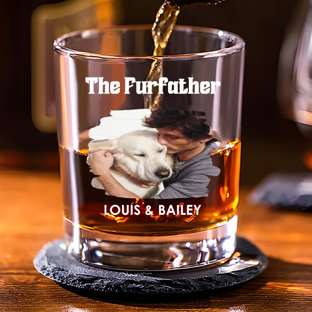 The Dogfather Version 2 Photo - Personalized Whiskey Glass
