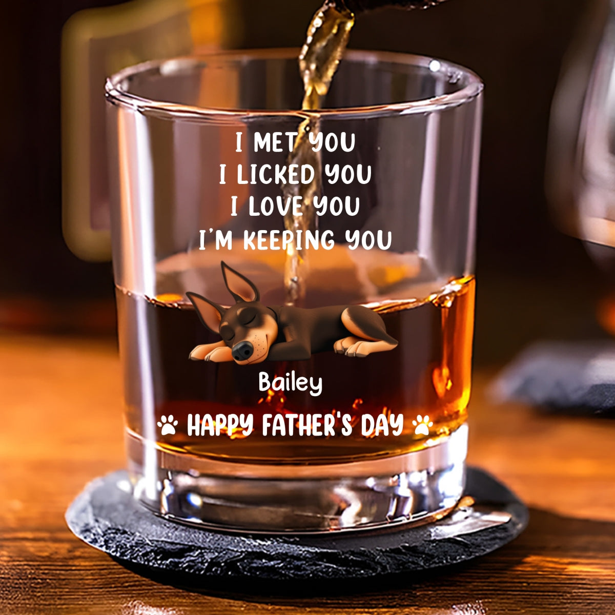 We Licked And Love You Ver Pet - Personalized Whiskey Glass