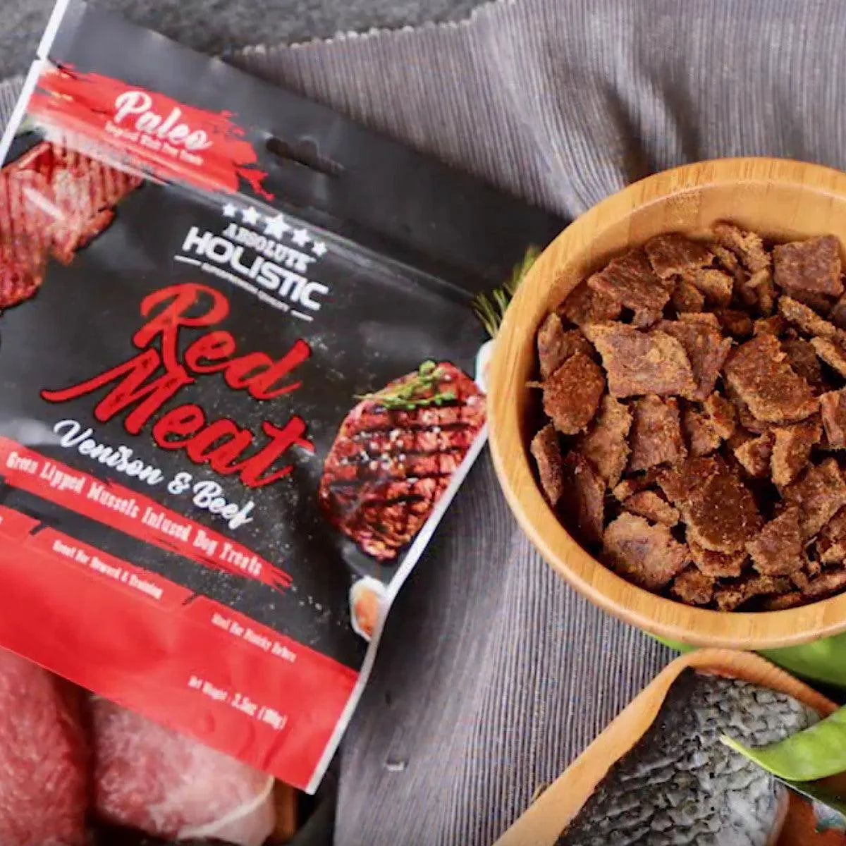 Absolute Holistic Air Dried Dog Treats Venison & Beef 100gm