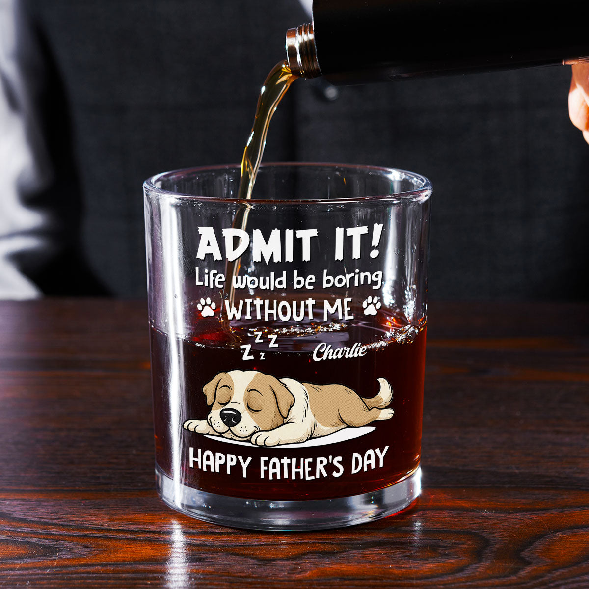 Admit It Dog Dad Loves Me - Personalized Whiskey Glass