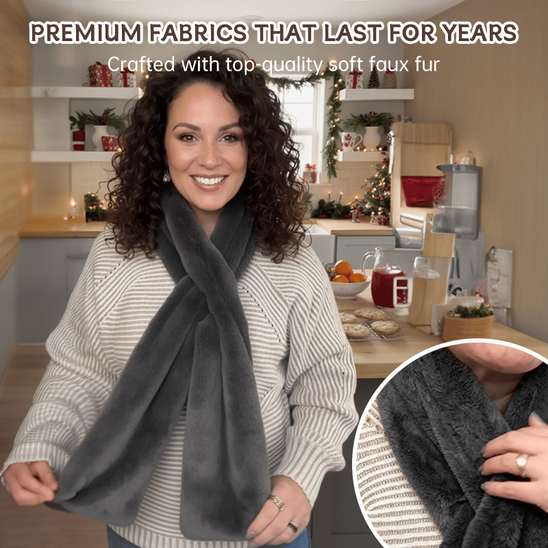 🎅Christmas Special Deals £9.99!!⚡50K+ SOLD!🧣Ultra-Soft Faux Fur Pull-Through Scarf with Secret Zipper Pocket