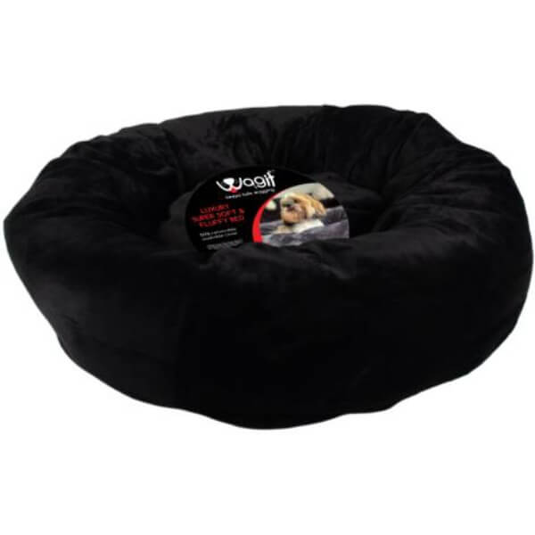Petworld Mangolian Fleece Round Black Large Dog Bed 750x240mm