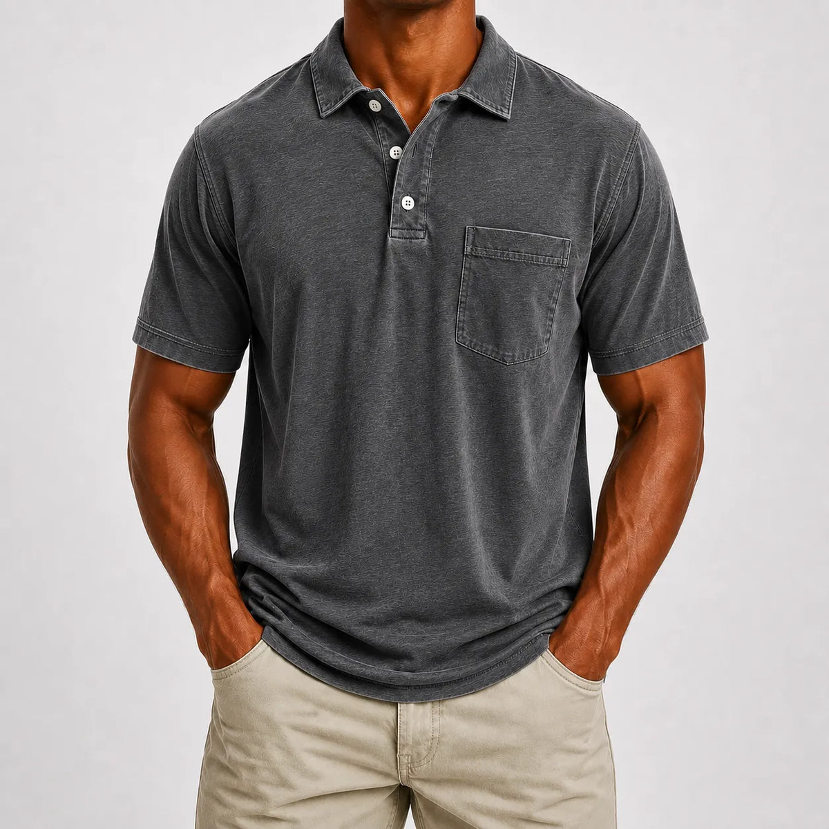 Limited Deal 8-Pack Men's Washed Cotton Blend Pocket Polo Shirts, Lightweight Breathable 3-Button Relaxed Fit
