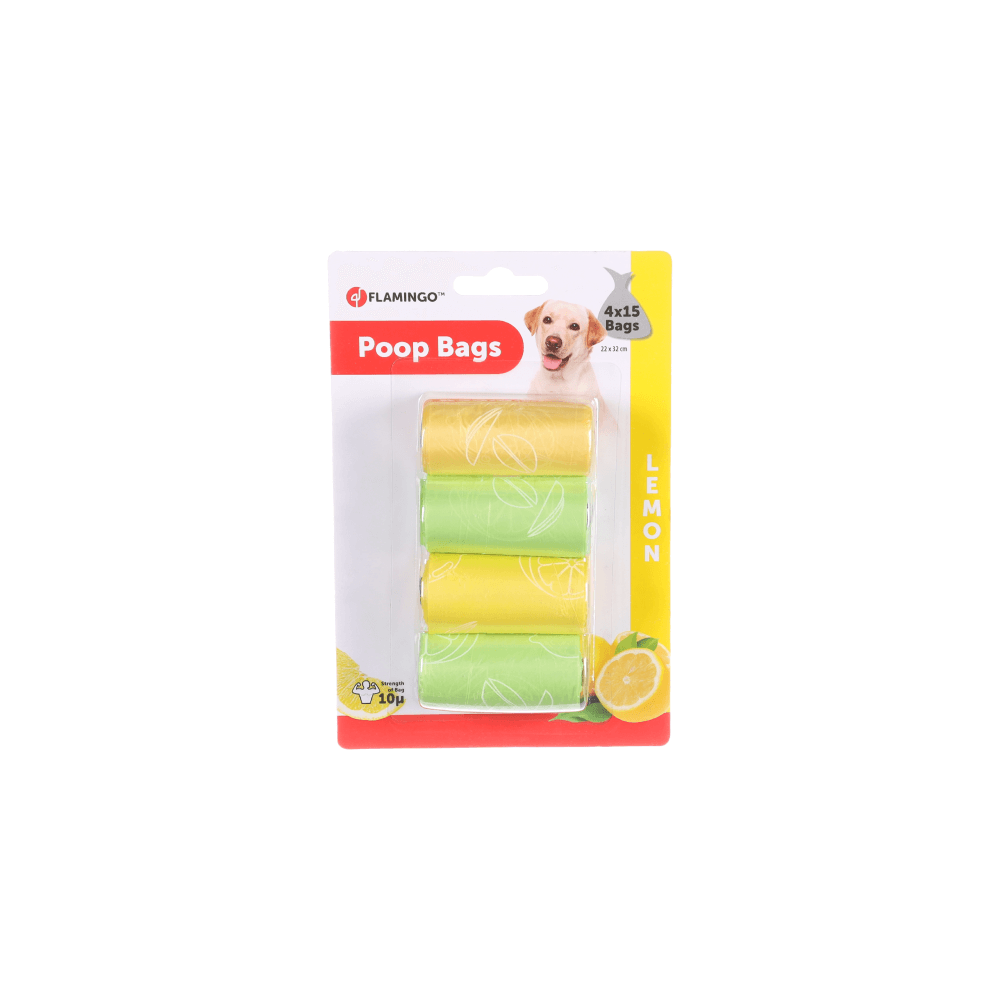 Flamingo Poop Bags Aibo Lemon 4 X 15Pcs