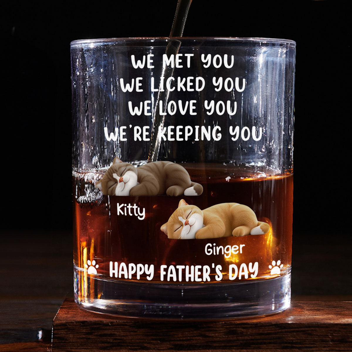 We Licked And Love You Ver Cat - Personalized Whiskey Glass