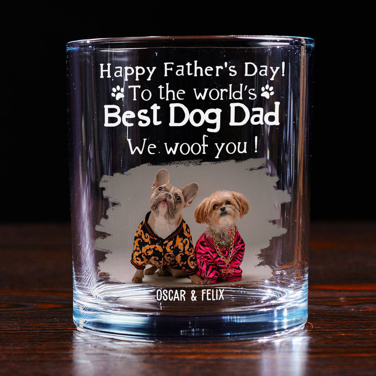 Woof Best Dog Dad Ever Photo - Personalized Whiskey Glass