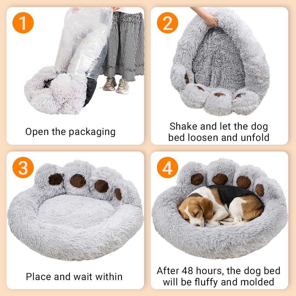 Calming Pet Bed With Paw-Shaped Neck Support - The Softest Spot for Your Best Friend