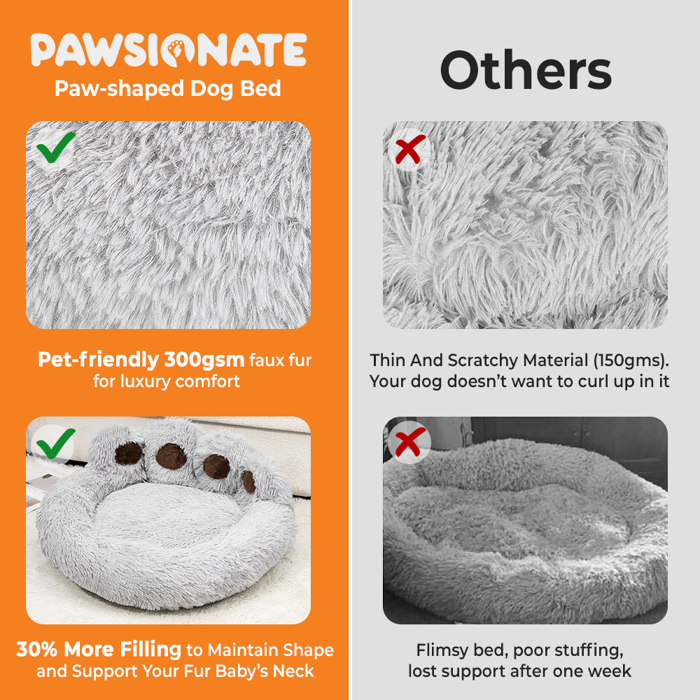 Calming Pet Bed With Paw-Shaped Neck Support - The Softest Spot for Your Best Friend