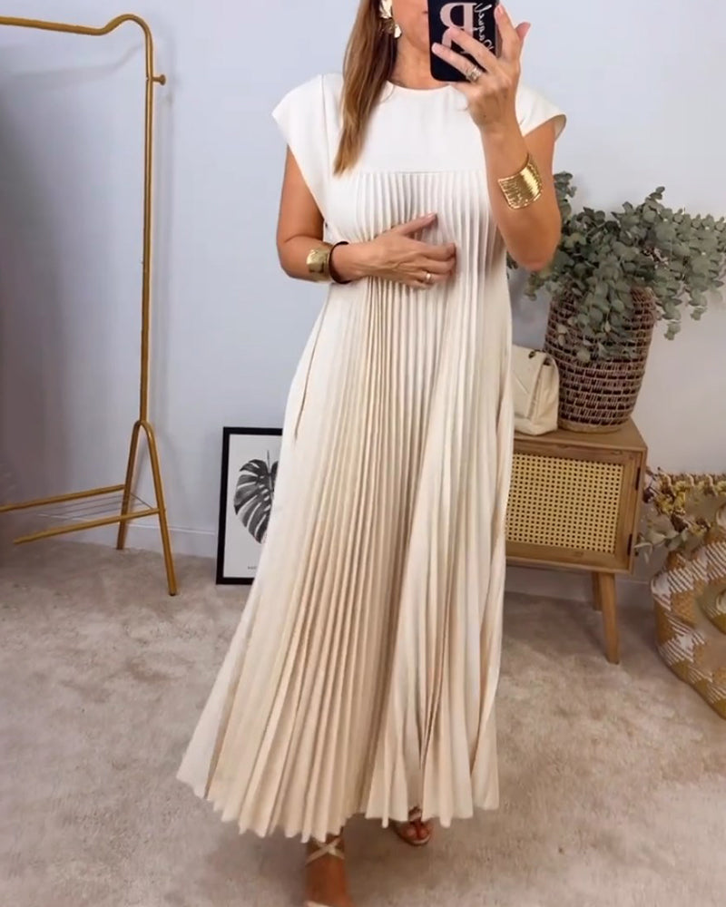 🔥Sunmmer Limited Sale🔥Sleeveless pleated simple solid color dress