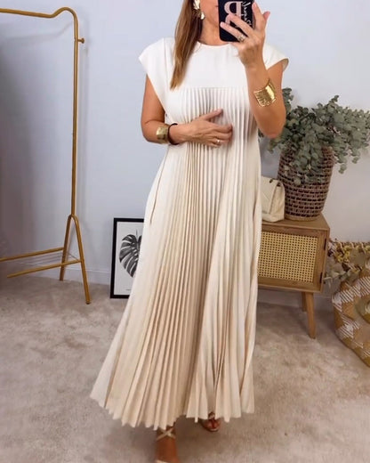 🔥Sunmmer Limited Sale🔥Sleeveless pleated simple solid color dress