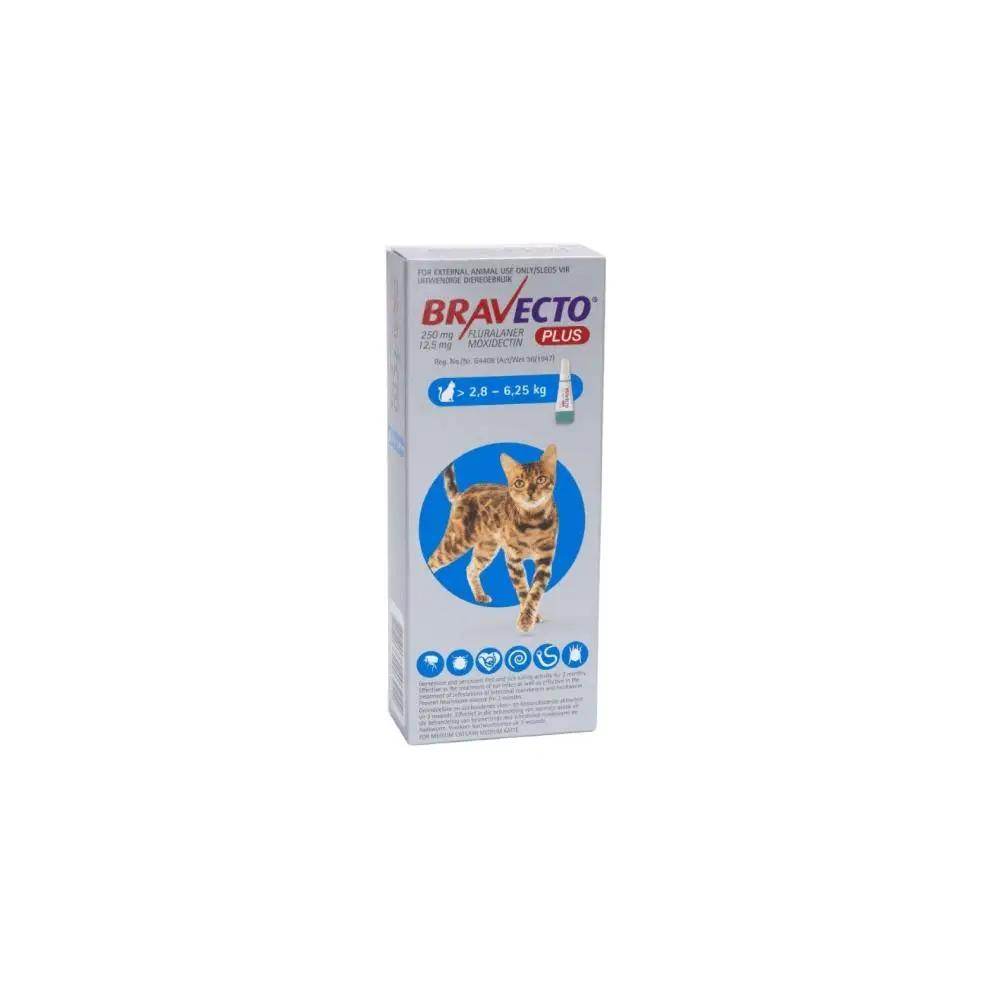 Bravecto PLUS Medium Cat 250mg 2.8kg to 6.25kg Blue