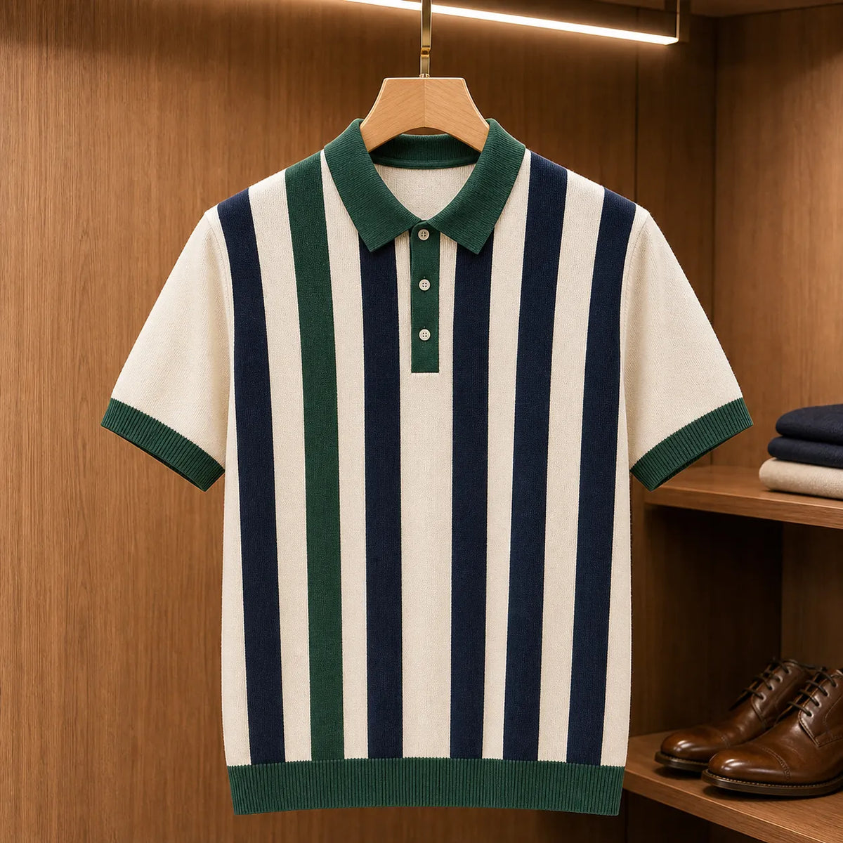 🔥CLEARANCE SALE🔥 Retro Stripe Knit Polo Shirt