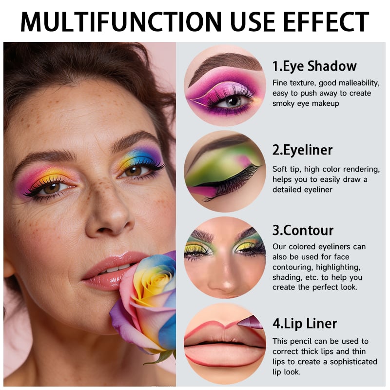 💕Limited Sale 50% OFF💧14-Pack Waterproof Colored Gel Eyeliner Pencil – Metallic & Shimmer Finishes, Smudge-Proof（Pencil sharpener color is random）