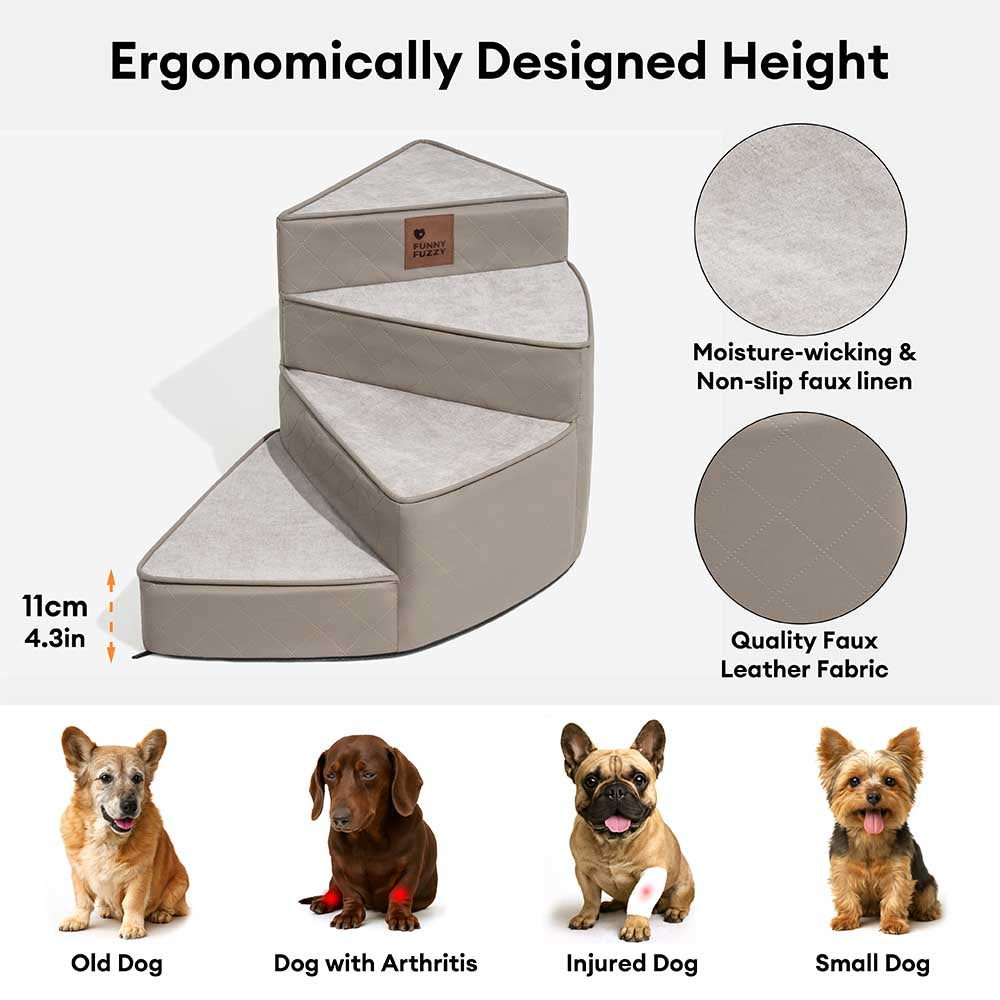 Luxe Water-repellent Faux Leather Removable Spiral Dog Stairs for Bed - StepEase