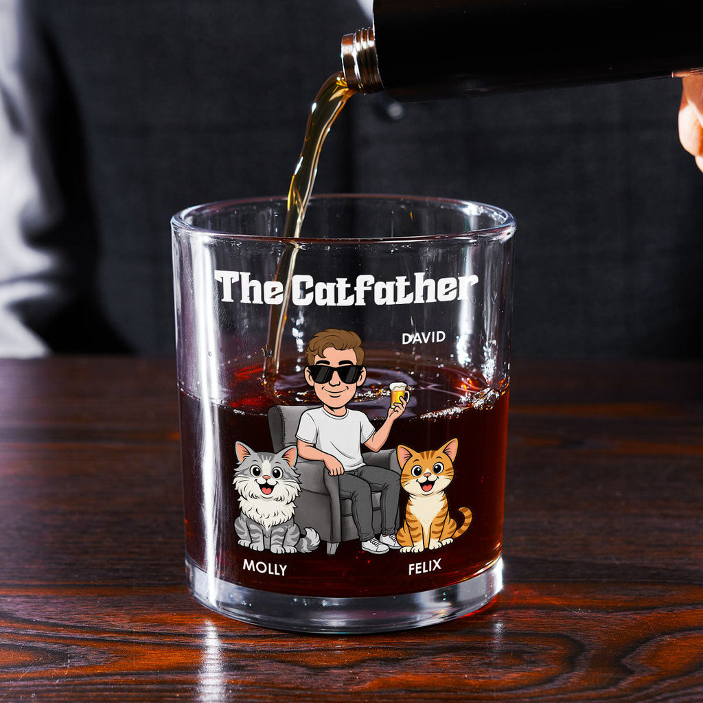 The Catfather Retro - Personalized Whiskey Glass