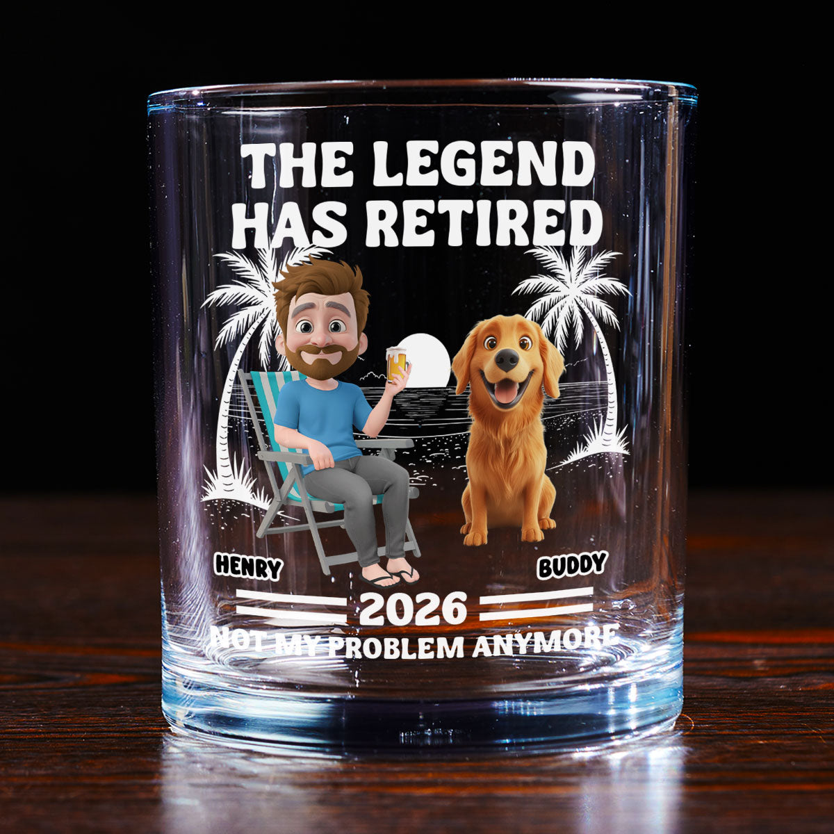 Not My Problem Dad Ver - Personalized Whiskey Glass