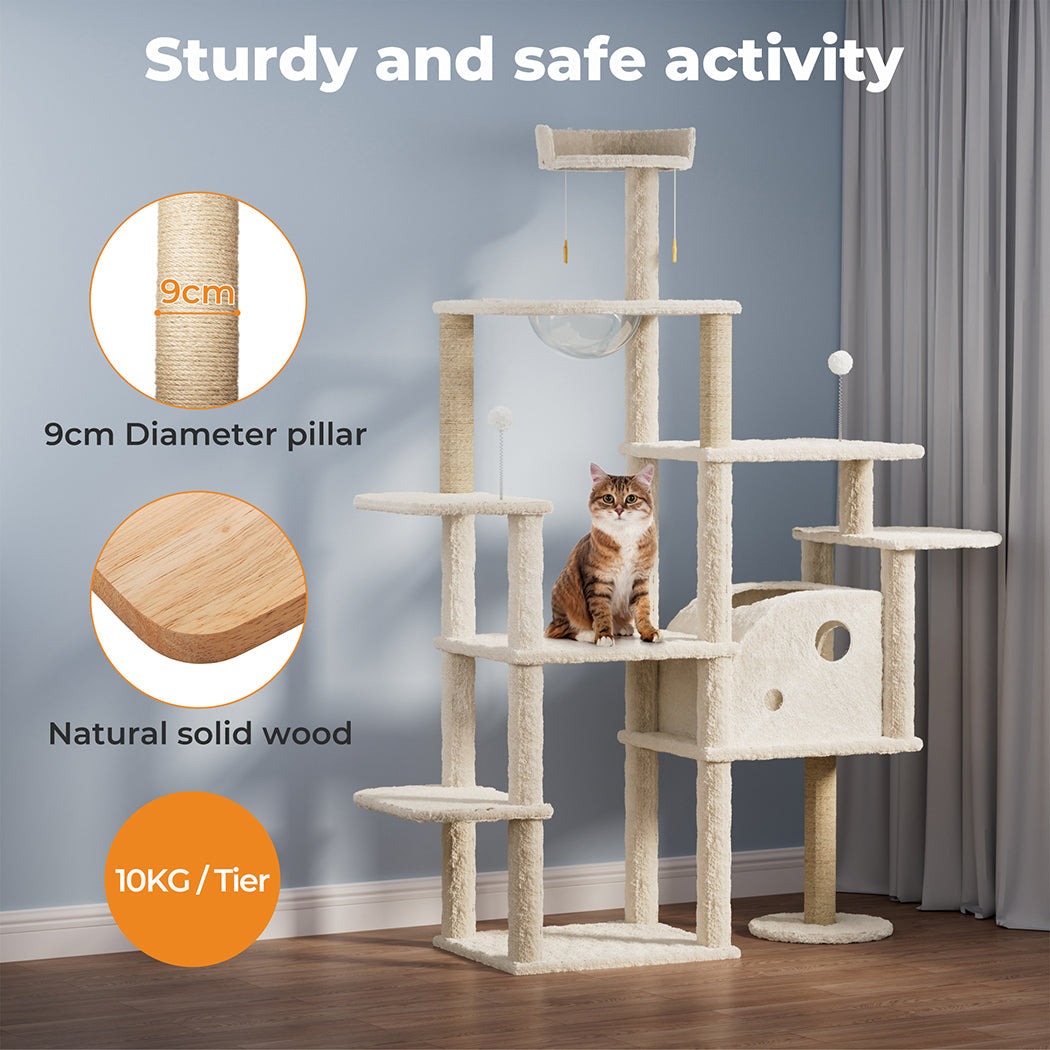Wooden Multi-level Cat Tree Tower Large 172cm