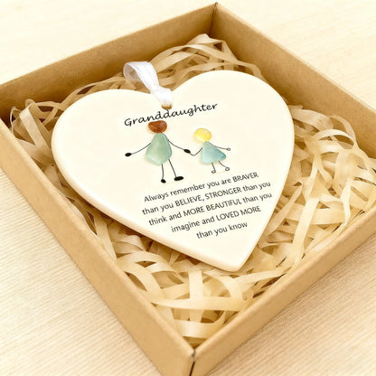 🌊✨Heart-Shaped Sea Glass Ornament🎁Friendship, Grandchildren & Timeless Bonds