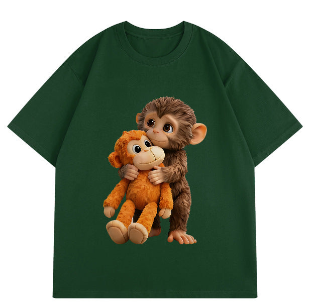 💥Summer Hot Sale 50% OFF💥Unisex Monkey Hugging Toy Graphic T-Shirt