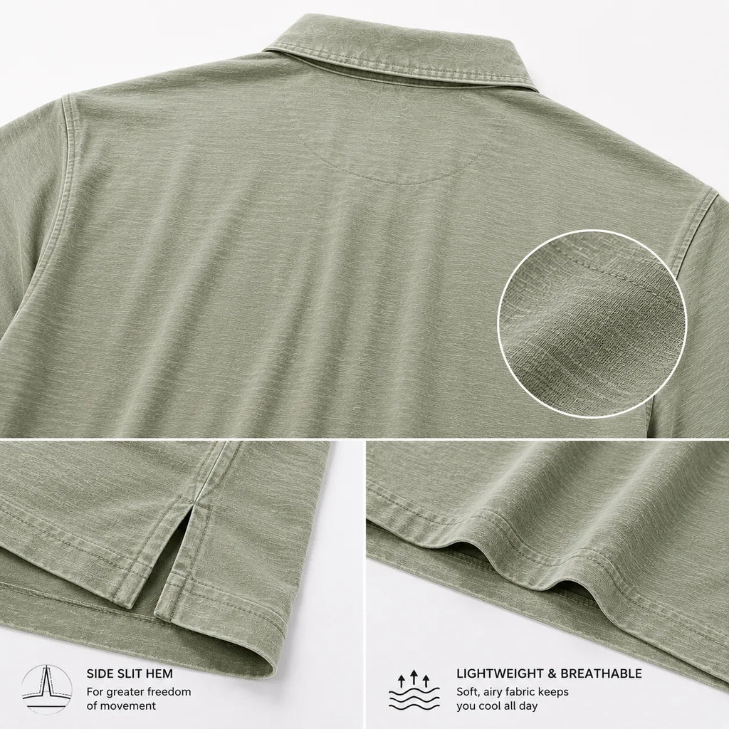 Limited Deal 8-Pack Men's Washed Cotton Blend Pocket Polo Shirts, Lightweight Breathable 3-Button Relaxed Fit