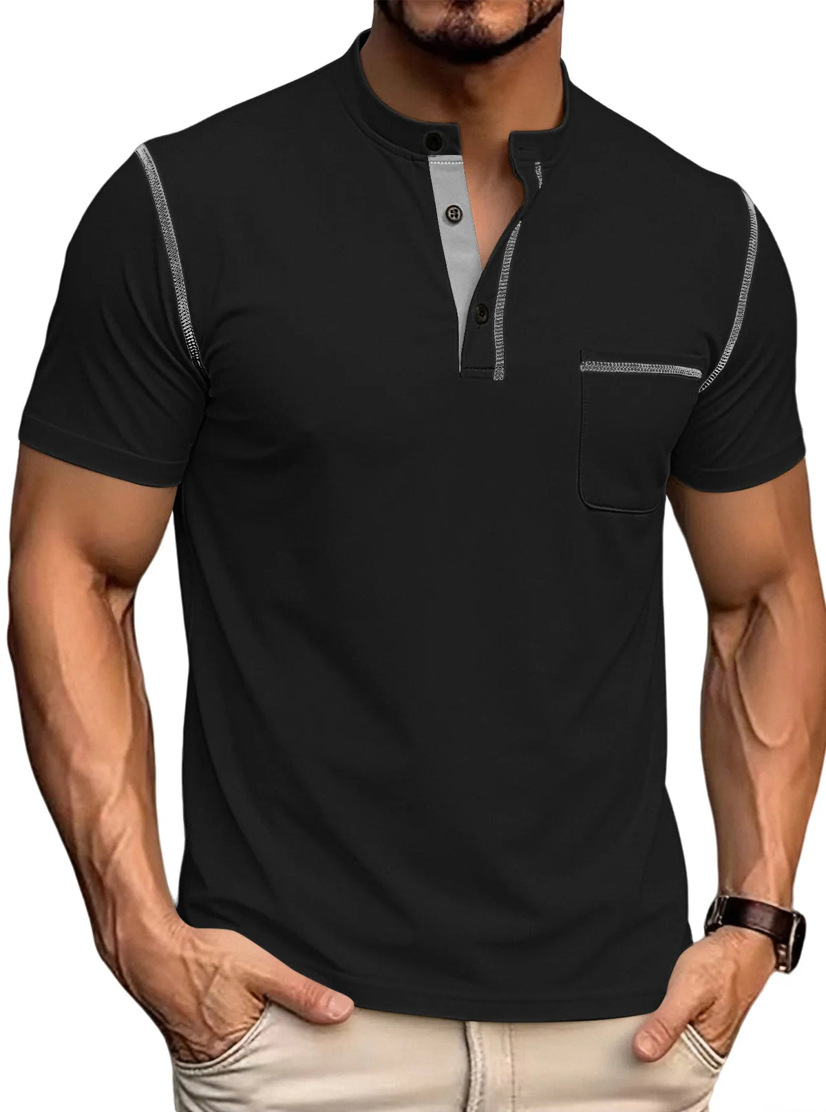 Seasonal Clearance Sale ⚡10 for Just 29.99 Men's Casual Short-Sleeve Henley Pocket T-Shirt