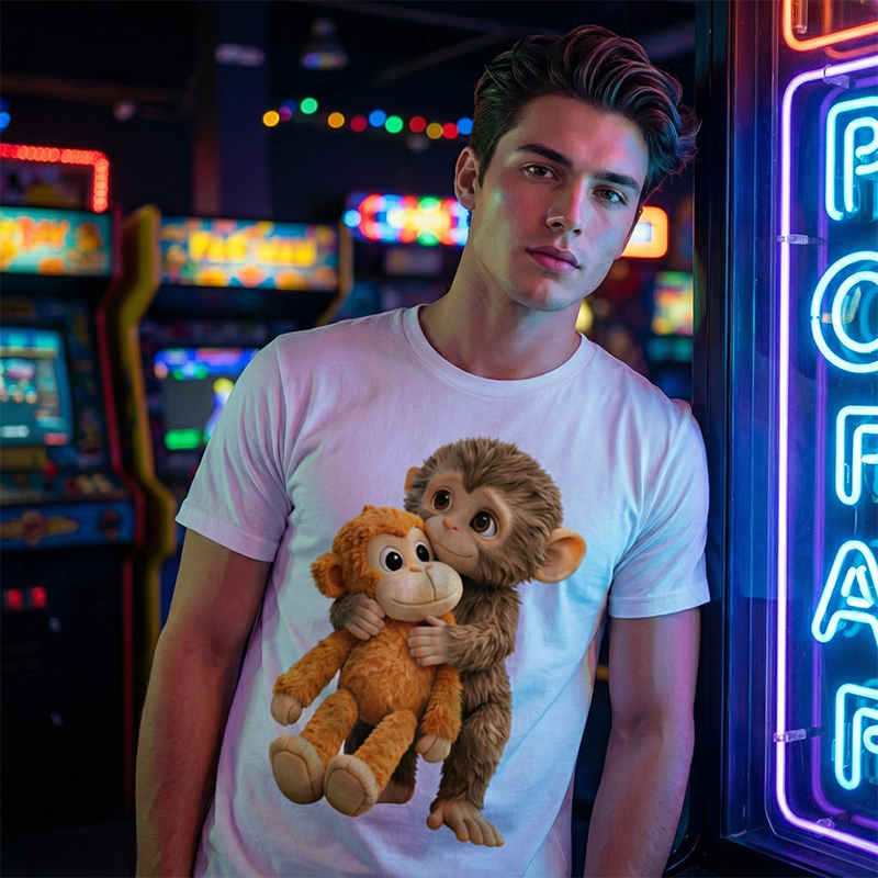 💥Summer Hot Sale 50% OFF💥Unisex Monkey Hugging Toy Graphic T-Shirt
