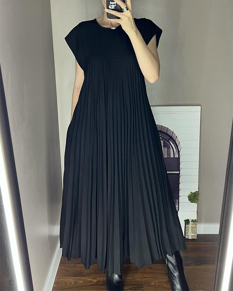 🔥Sunmmer Limited Sale🔥Sleeveless pleated simple solid color dress