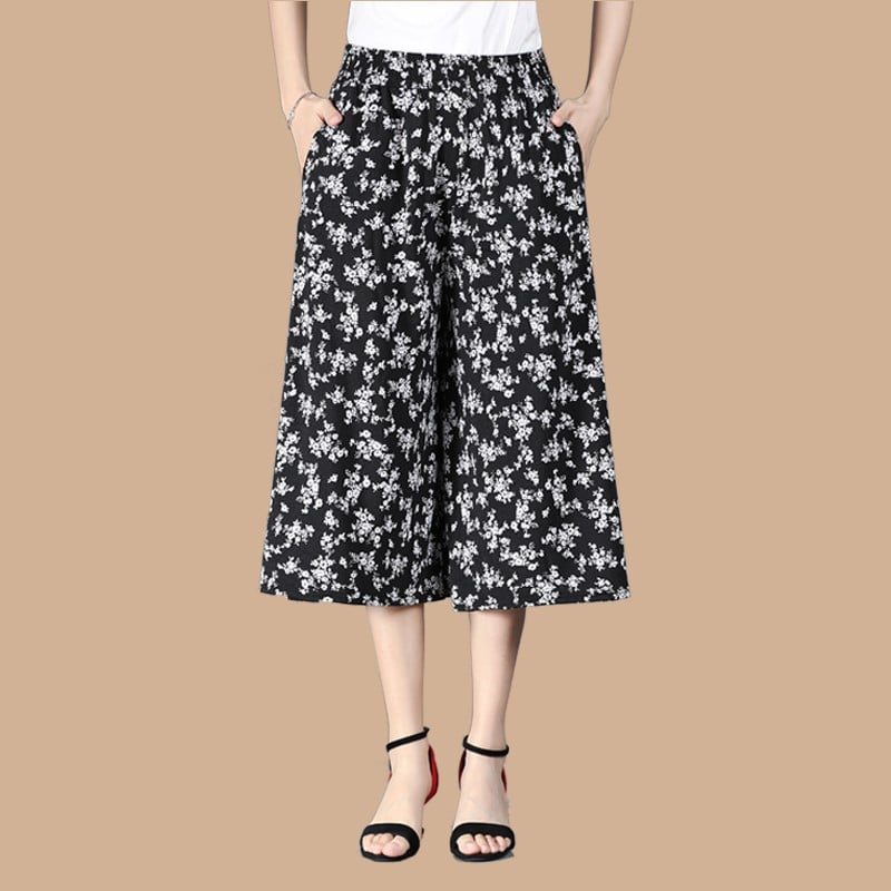 🔥Hot Sale-50% OFF🔥Women's High Elastic Waist Pleated Chiffon Wide Leg Culottes
