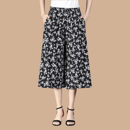 🔥Hot Sale-50% OFF🔥Women's High Elastic Waist Pleated Chiffon Wide Leg Culottes