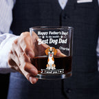 Stylized Cartoon Dog Woof Dad - Personalized Whiskey Glass