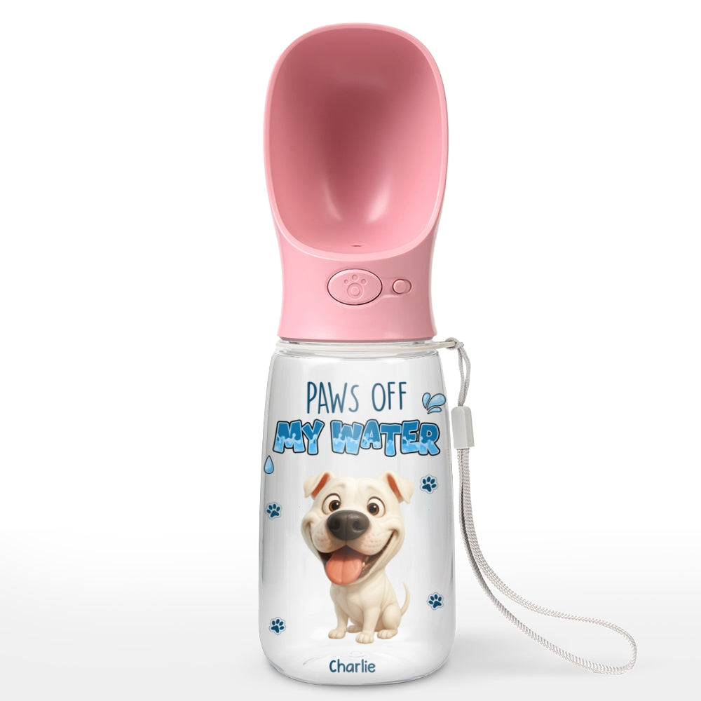Paws Off My Water Ver Pet - Personalized Pet Water Bottle With Drinking Feeder